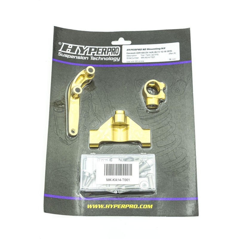 MK-KA14-T001 - Hyperpro Steering Damper Mounting Kit For Kawasaki ZZR 1400 2006-2020 - Gold