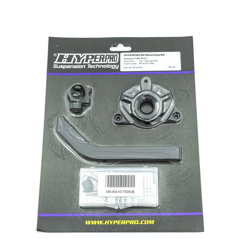 MK-KA10-T009-B - Hyperpro Steering Damper Mounting Kit For Kawasaki Z 1000 2014-2020 - Black