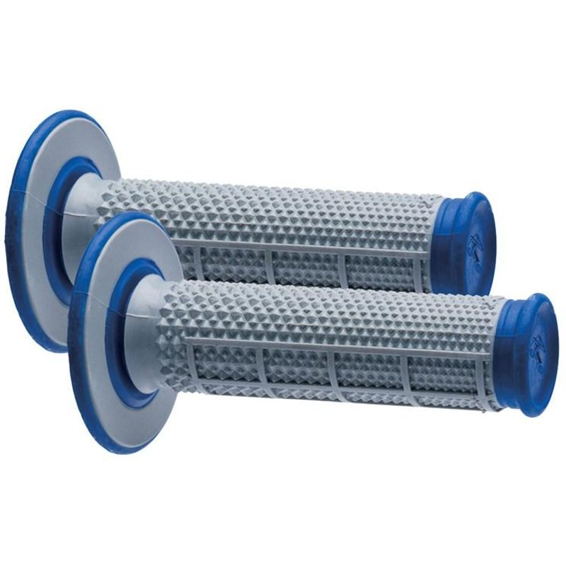 Renthal G162 MX Dual Compound Tapered 1/2 Waffle Grips - Grey/Blue
