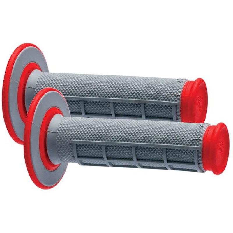 Renthal G156 MX Dual Compound 1/2 Waffle Grips - Grey/Red