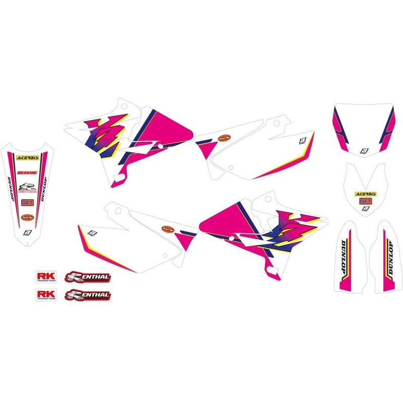 2242AA - Blackbird Retro Graphics Kit For Yamaha YZ125 2002-2021 - Pink/White