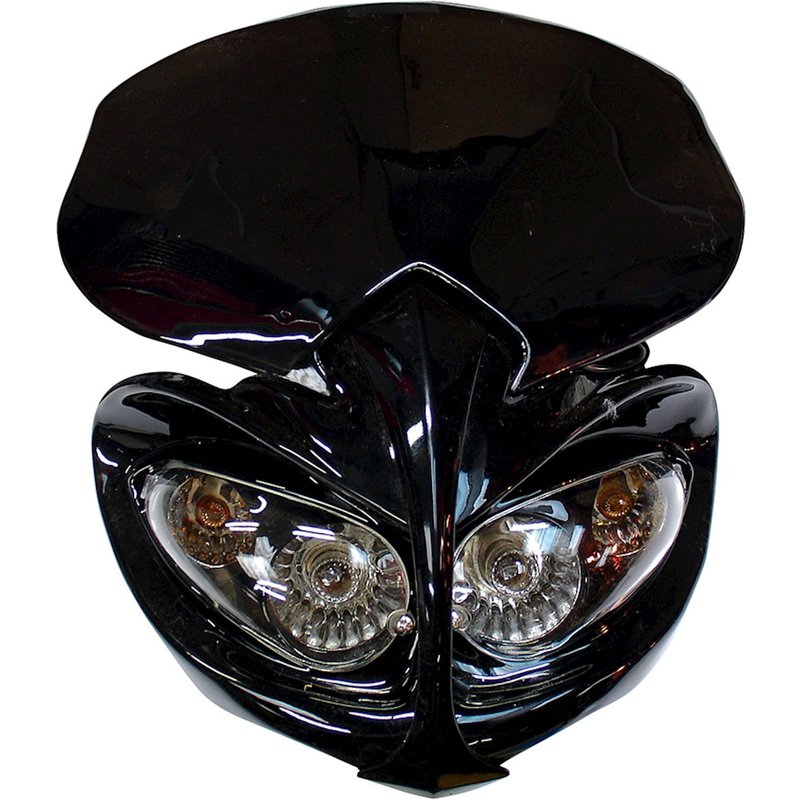 Bike It Universal Demon Fairing Headlight With Indicators - Black
