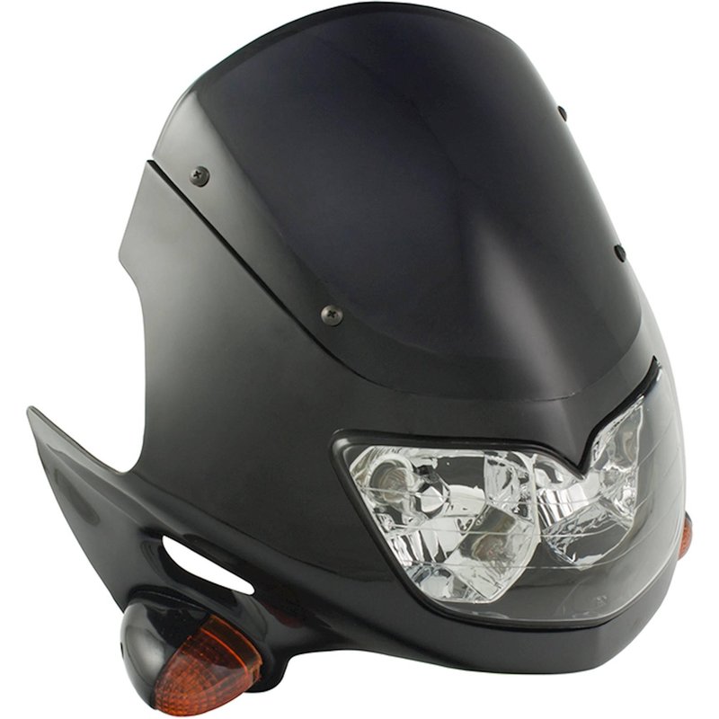 Bike It Universal Raptor 12V 25/25W Fairing Headlight With Indicators - Black