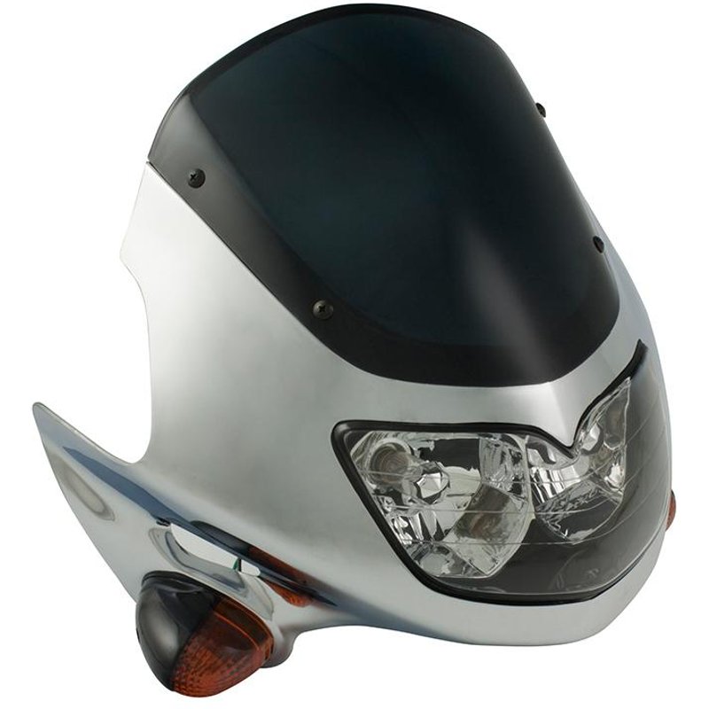 Bike It Universal Raptor 12V 25/25W Fairing Headlight With Indicators - Chrome