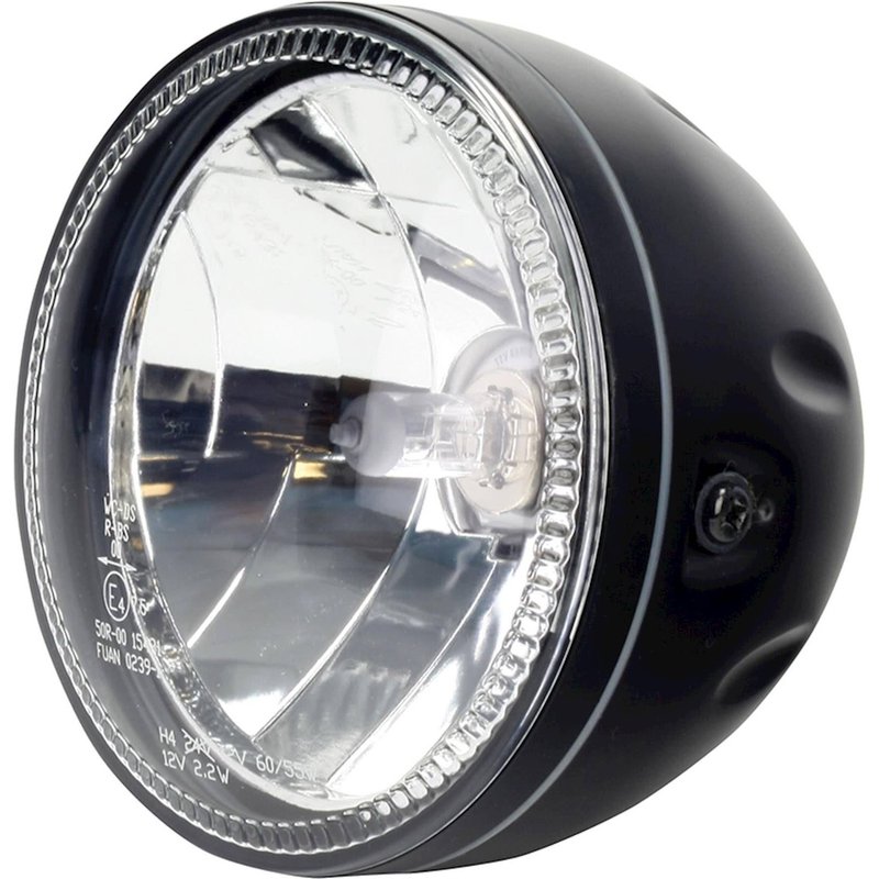 Bike It Universal 5 3/4" Halo Bottom Mount H4 12V 60/55W Headlight - Matt Black