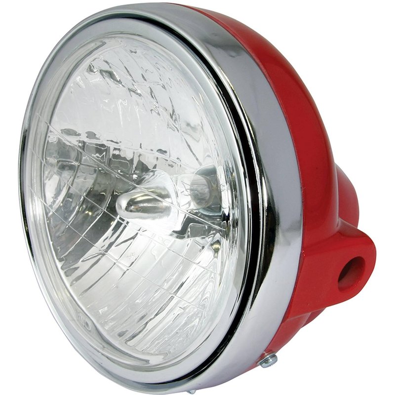 Bike It Universal 7" 12V 35W Round Headlight With Diamond Eye Lens - Red