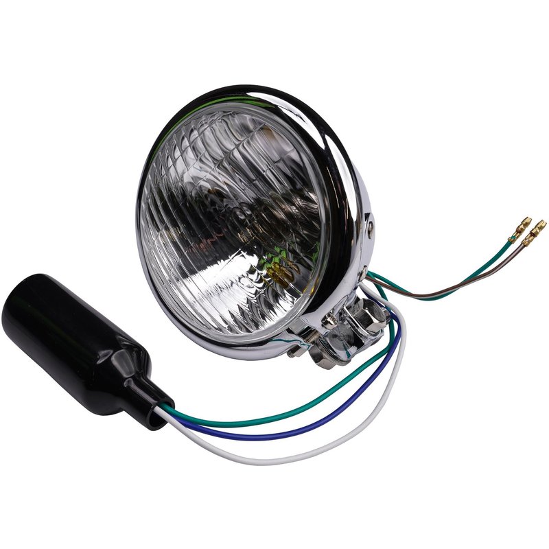 Bike It Universal Bates Style 4 1/2" Bottom Mount Left Dip Headlight - Chrome
