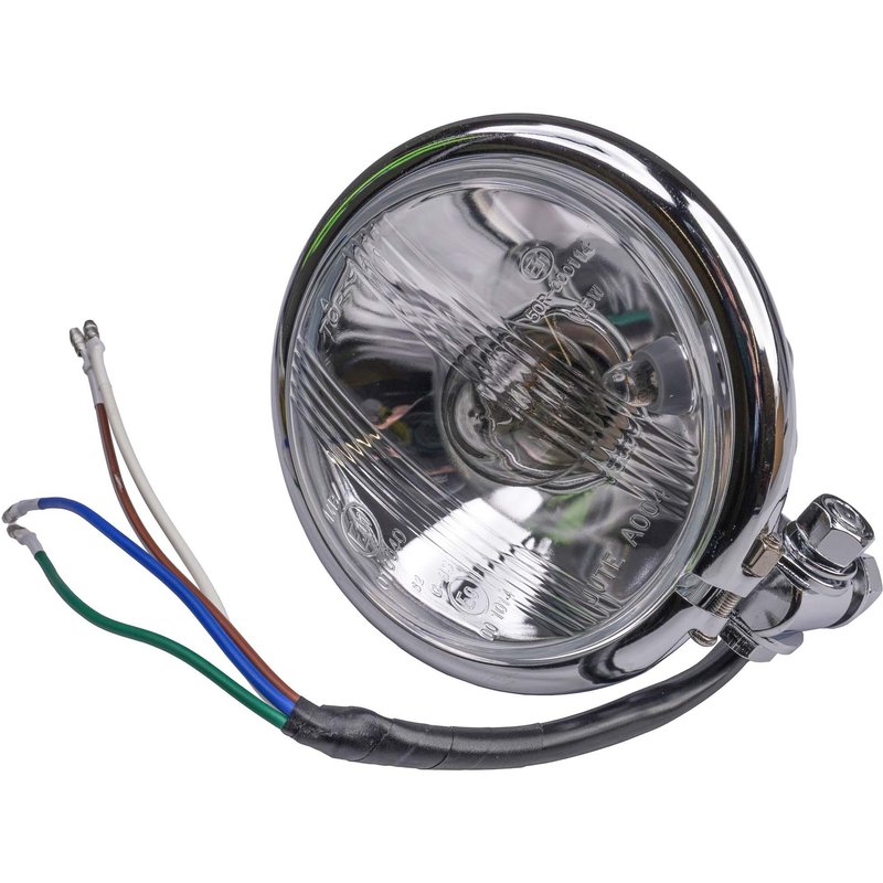 Bike It Universal Bates-style 4 1/2" Bottom Mount E-Marked Right Dip Headlight - Chrome