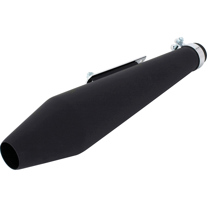 Bike It Universal 19" Cone Fixed Baffle 38-45mm ID Bracket Silencer - Matt Black