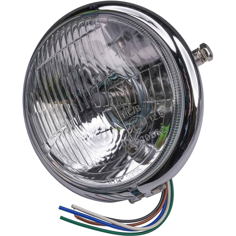Bike It Universal Bates-Style 5 3/4" Side Mount E-Marked Right Dip Headlight - Chrome