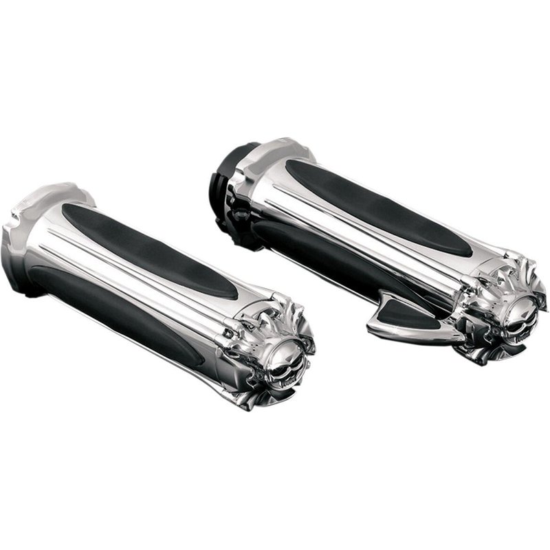 KUR6295 - Kuryakyn Zombie Grips For 1" Bars For Harley Davidson FLD 1690 2012 - Black/Chrome