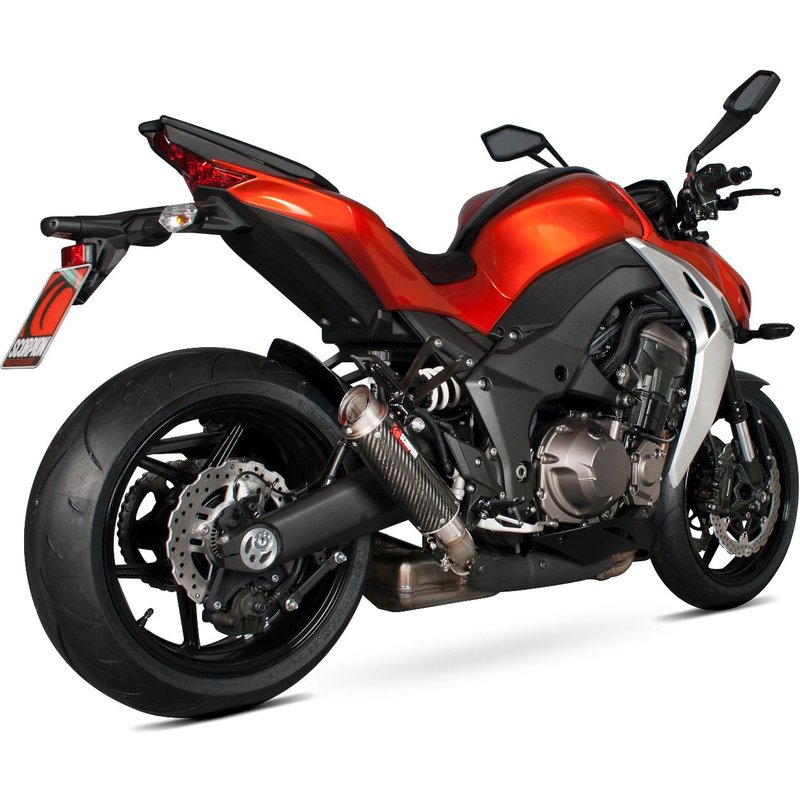 KA1008CEM - Scorpion RP-1 GP Carbon Round Exhaust - Kawasaki Z1000 2014 - 2018 No Panniers