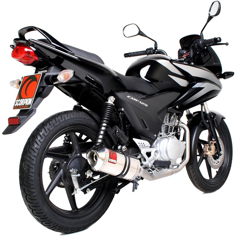 EHA107SEO - Scorpion Factory Stainless Oval Exhaust - Honda CBF 125 Full System 2008 - 2015