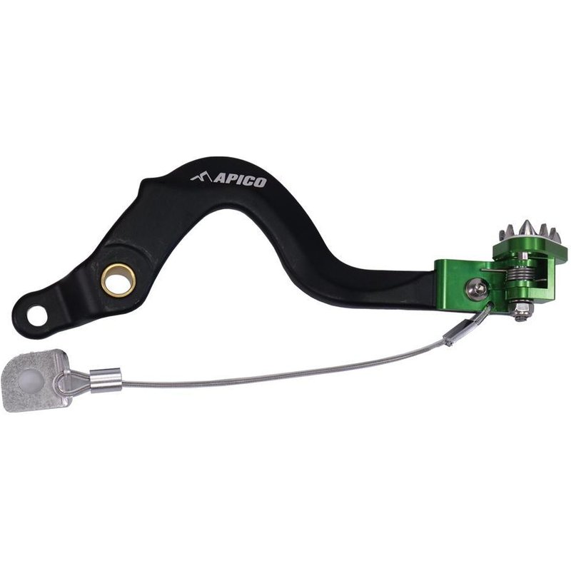 BPF203 BLACK/GREEN - Apico Forged Brake Pedal For Kawasaki KX 125/250 1988-1989, KX500 1989-2004 Black/green