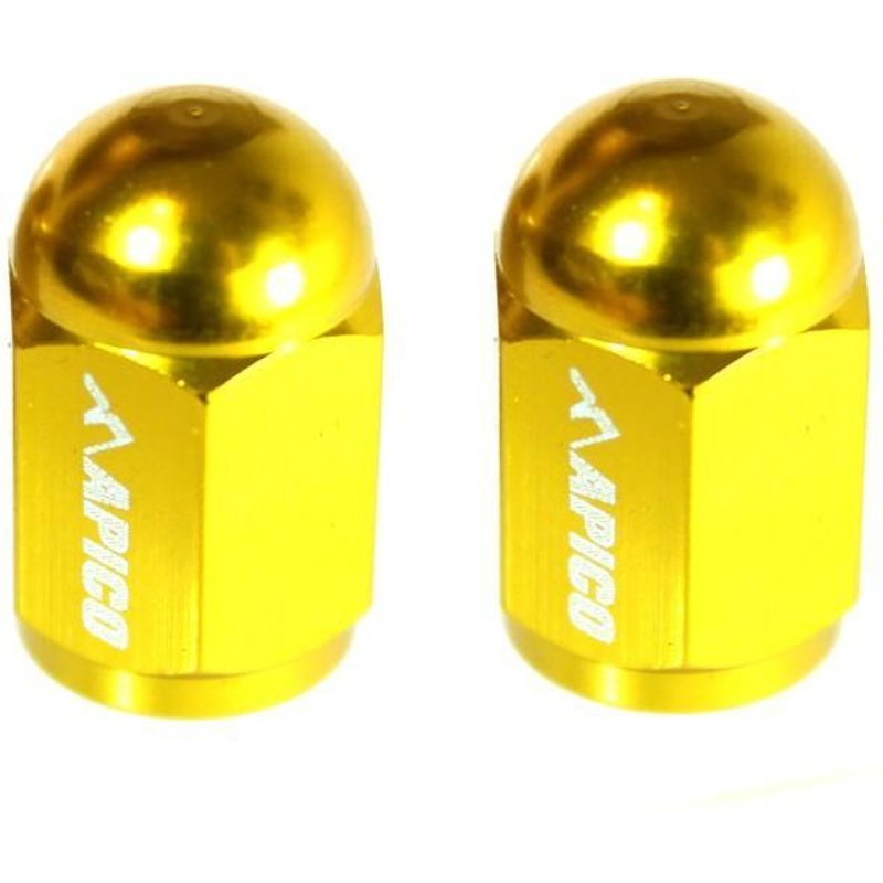APVC CNC YLW - Apico CNC Aluminium Valve Cap 2-pack Yellow