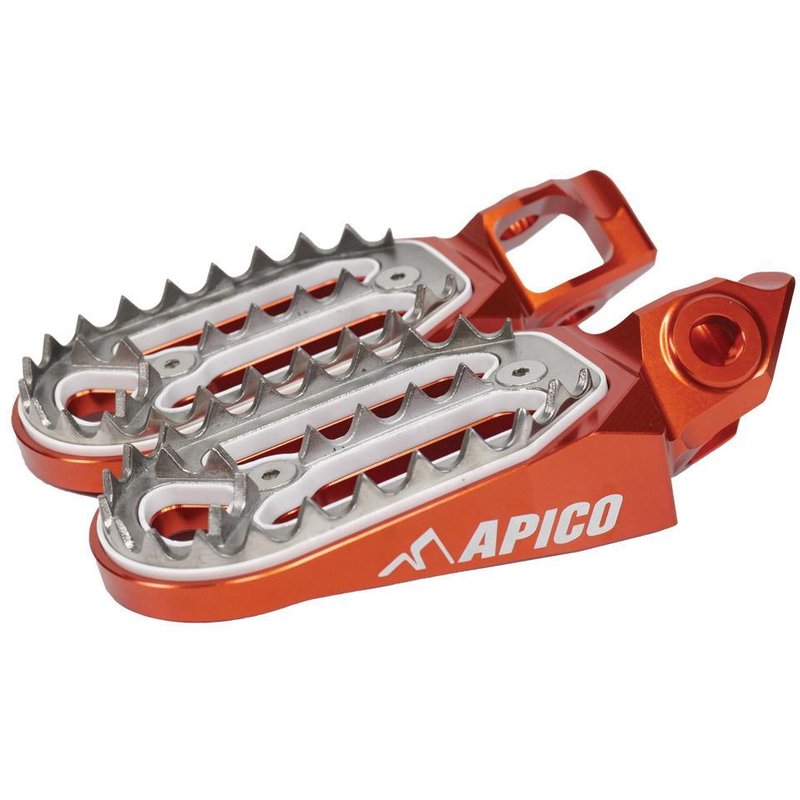 FPP PRO KTM 23 OR - Apico Pro Bite Foot Pegs For KTM/Husqvarna/Gas Gas SX/SXF/TC/FC 125-450 2023-2025, EXC/EXC-F/TE/FE 150-501 2024-2025, MC/MC-F/EC/EC-F 2024-2025 Orange