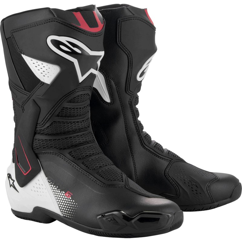 Alpinestars SMX-6 V3 Motorcycle Boots - Black White Red Graphic