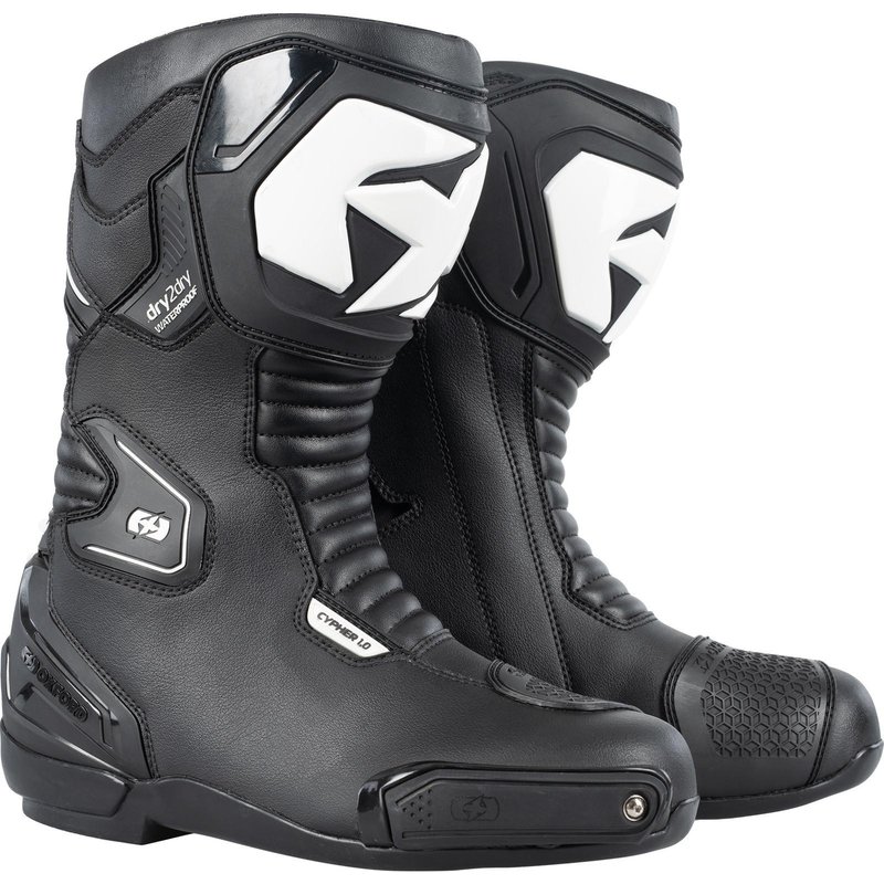 Oxford Cypher 1.0 Dry2Dry Motorcycle Boots - Black White