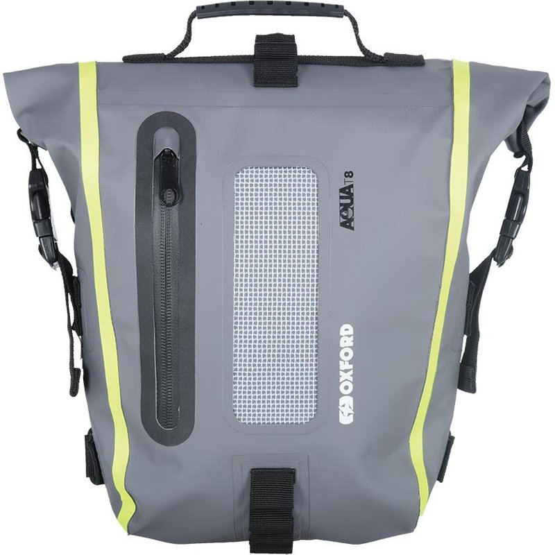Oxford Aqua T8 Waterproof Roll Top Tail Pack 8L Black Grey Fluo