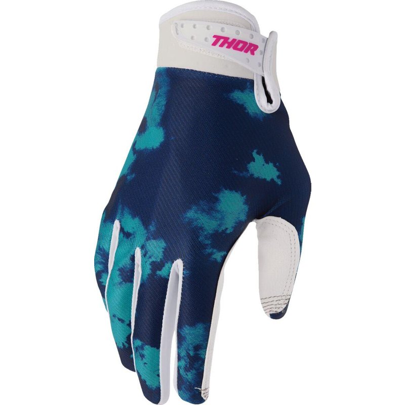 3330-8325 - Thor Launchmode Bleach Gloves X-Small - Aqua/Dark Blue/White