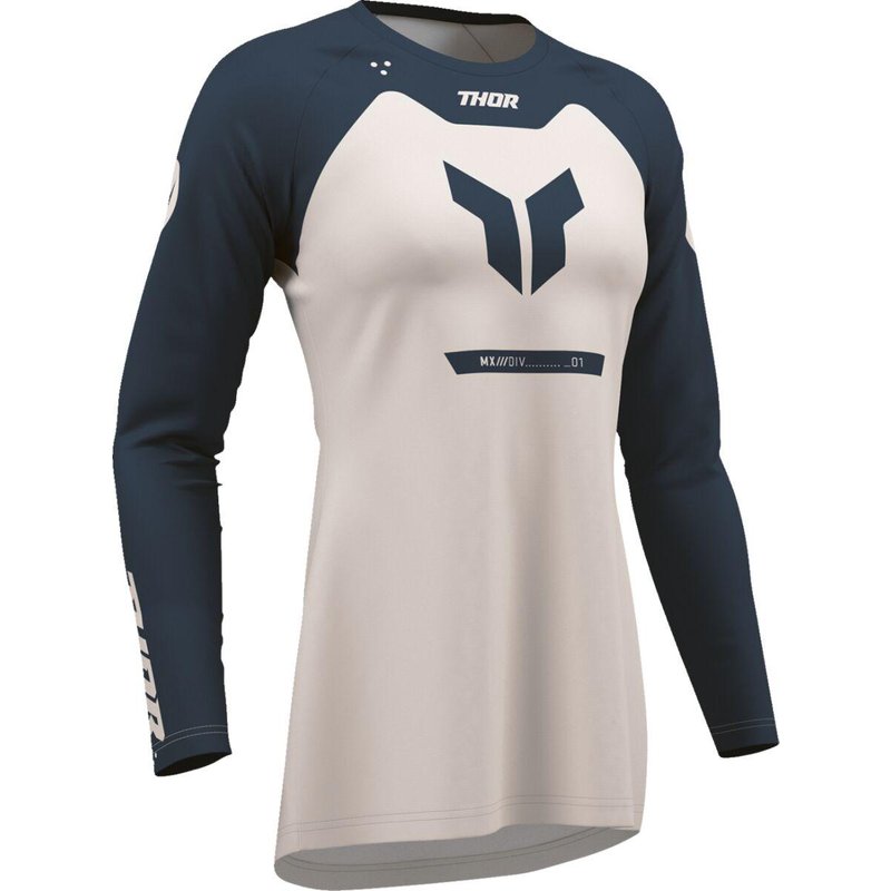 2911-0350 - Thor Womens Ridemode Menace Jersey X-Small - Light Grey/Midnight Blue
