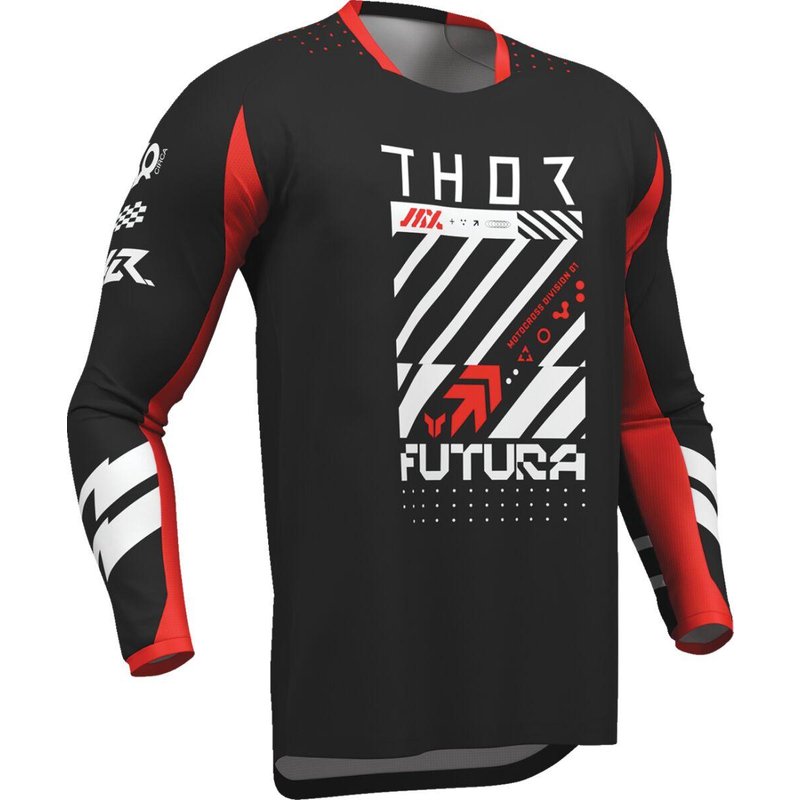 2910-8412 - Thor Launchmode Futura Jersey Small - Black/Red/White