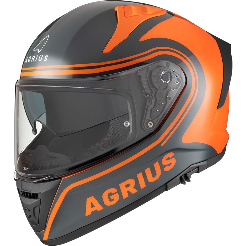 Agrius Storm Discharge Motorcycle Helmet L Gloss Grey Orange