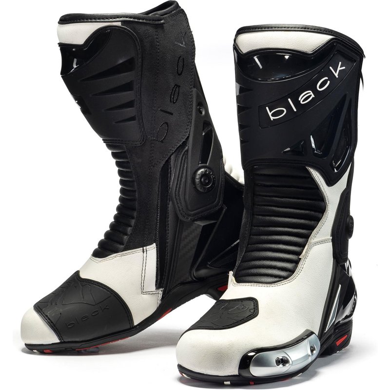 Black Panther Sports Motorcycle Boots 42 Black/White (UK 8)