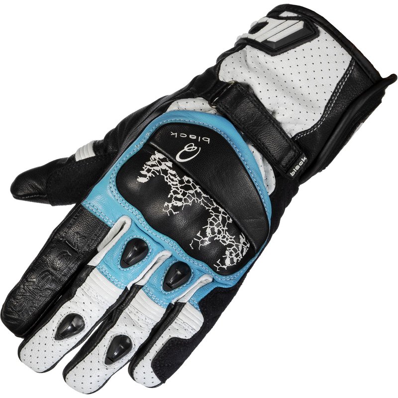 Black Metro Short Motorcycle Gloves 3XL Black White Blue