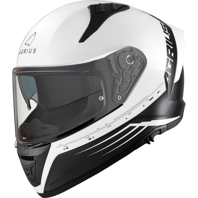 Agrius Storm Calibration Motorcycle Helmet XL Gloss White Black