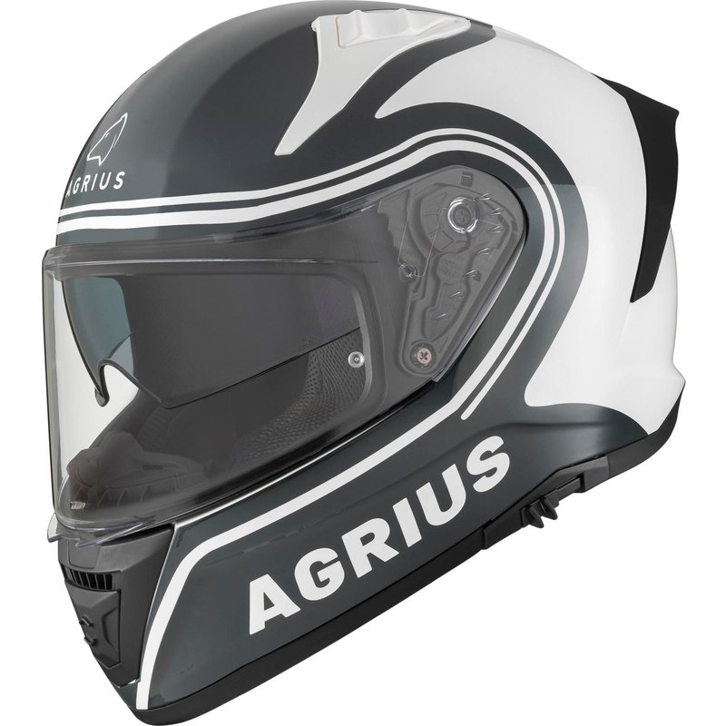 Agrius Storm Discharge Motorcycle Helmet S Gloss Grey White