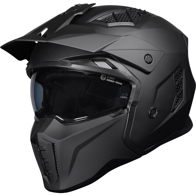 Black Street Fighter Open Face Motorcycle Helmet XS Matt Black