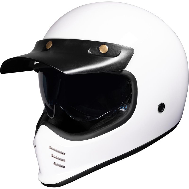 Black Royale II Retro Motorcycle Helmet S Gloss White