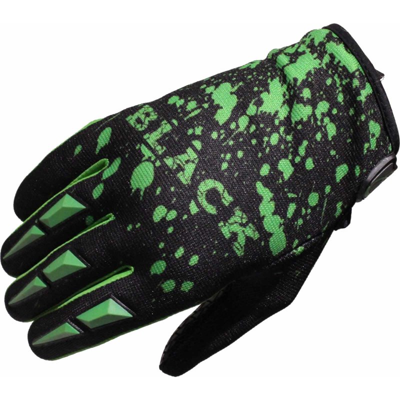 Black MX Splat Motocross Gloves L Green