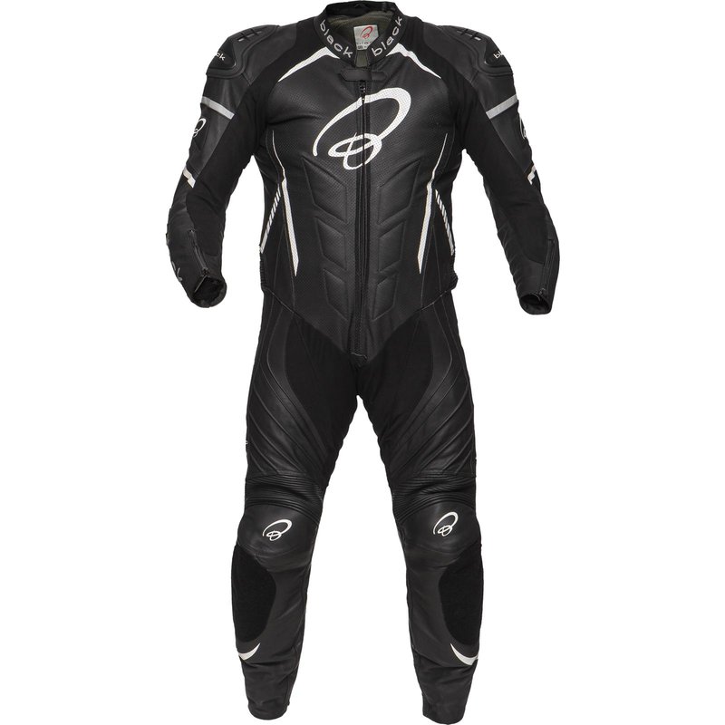 Black Thunder 1-Piece Leather Motorcycle Suit 50 Black White (UK 40)
