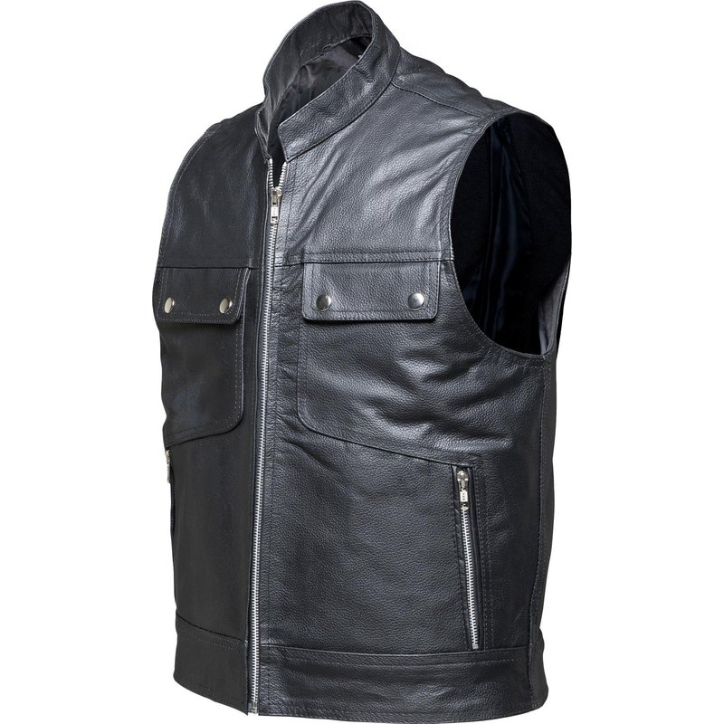 Black Highway Leather Motorcycle Vest 4XL Black