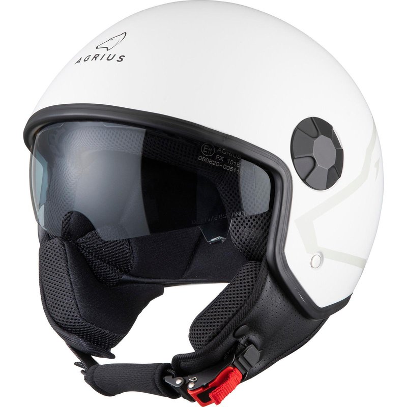 Agrius Score Shield Open Face Motorcycle Helmet XS Matt Light Grey
