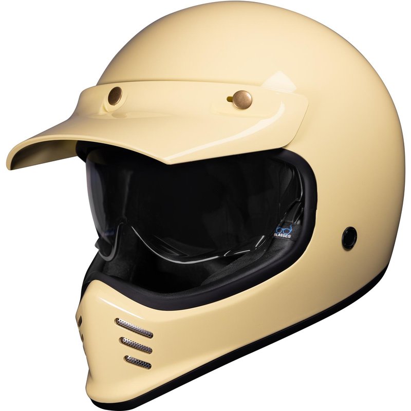 Black Royale II Retro Motorcycle Helmet L Gloss Cream
