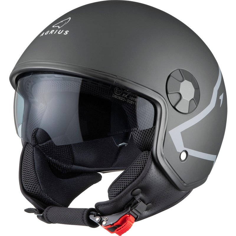 Agrius Score Shield Open Face Motorcycle Helmet XXL Matt Black