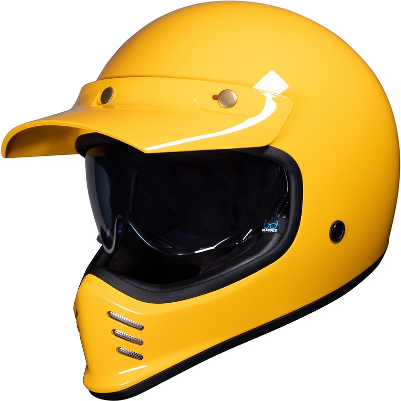 Black Royale II Retro Motorcycle Helmet XS Gloss Sunset Yellow