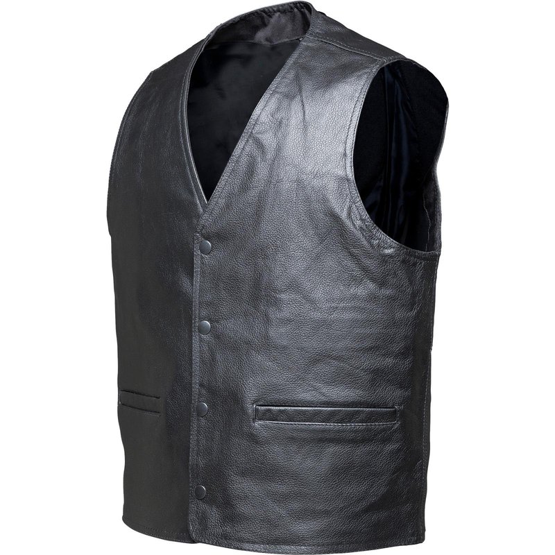 Black Blockade Leather Motorcycle Vest M Black