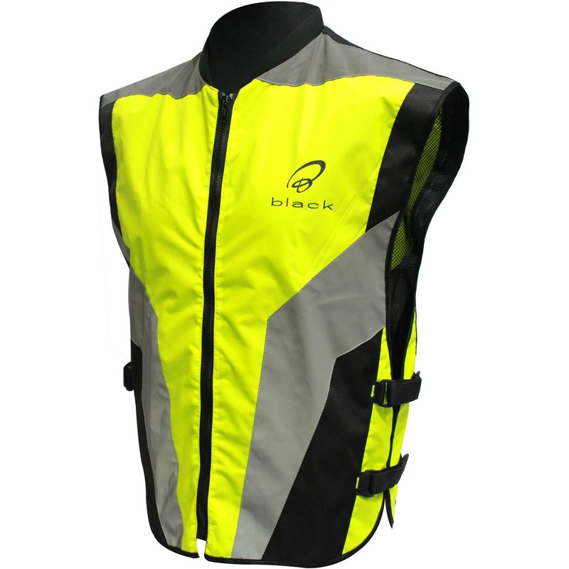 Black Hi-Vis Motorcycle Vest S Yellow Cordura