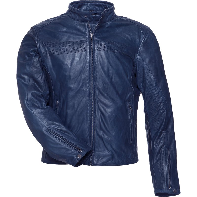 Black Notus Leather Motorcycle Jacket 4XL (50) Blue