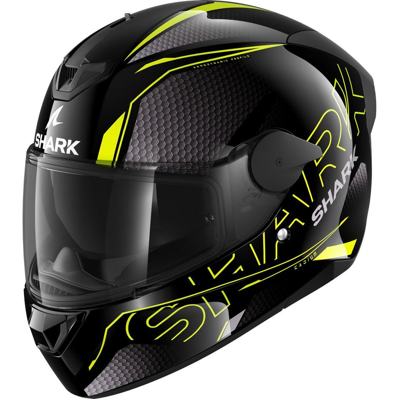 Shark D-Skwal 2 Cadium Motorcycle Helmet XS Black Yellow (KYK)