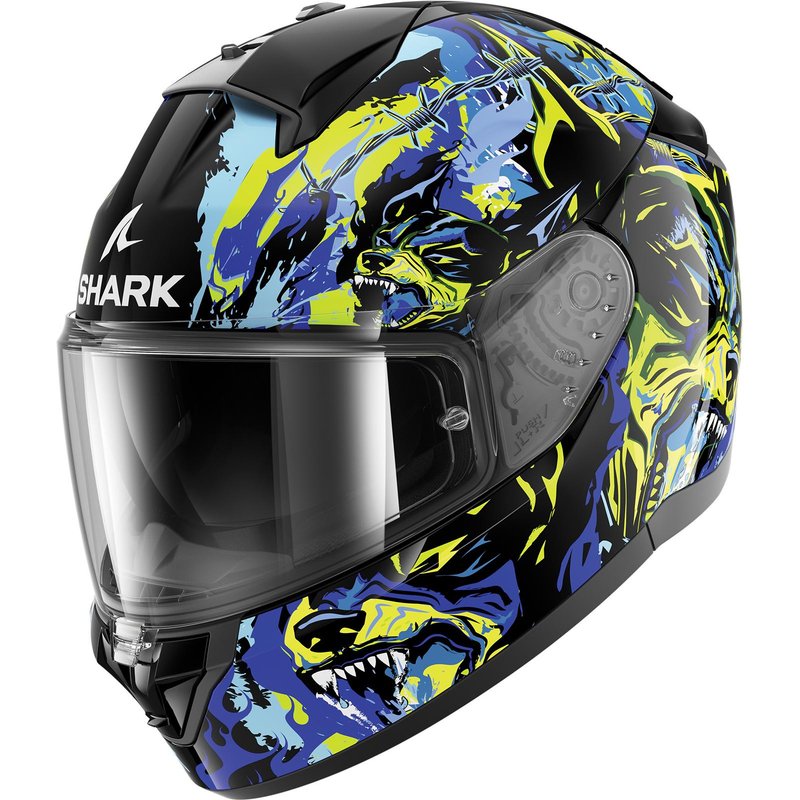 Shark Ridill 2 Raging Beast Motorcycle Helmet S Black Blue Green (KBG)