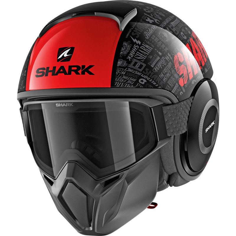 Shark Street-Drak Tribute RM Open Face Motorcycle Helmet XL Black Red Anthracite (KRA)