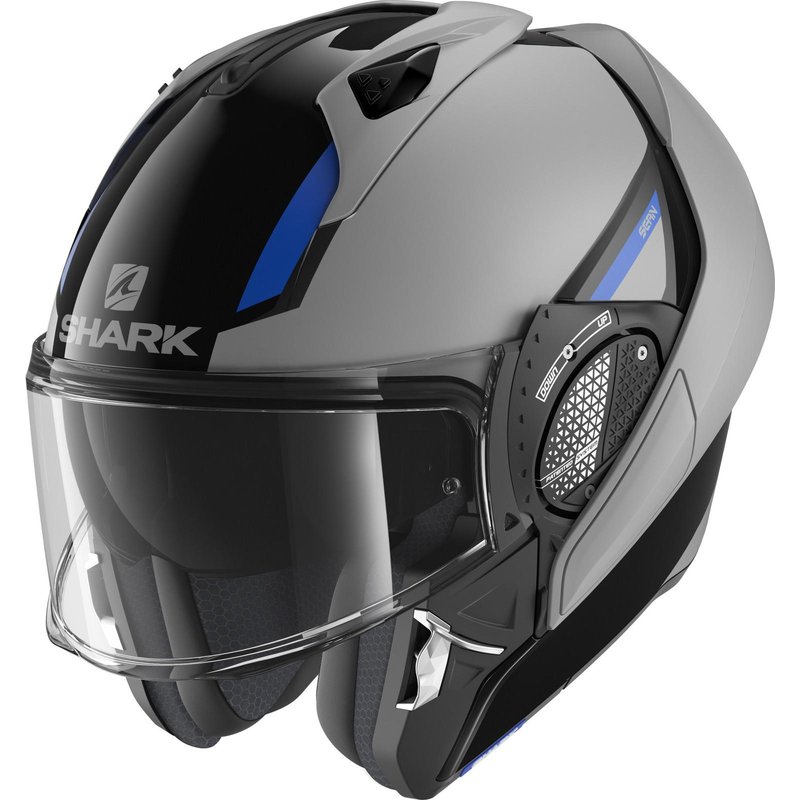 Shark Evo-GT Sean Flip Front Motorcycle Helmet XS Dual Black Silver Blue (KSB)