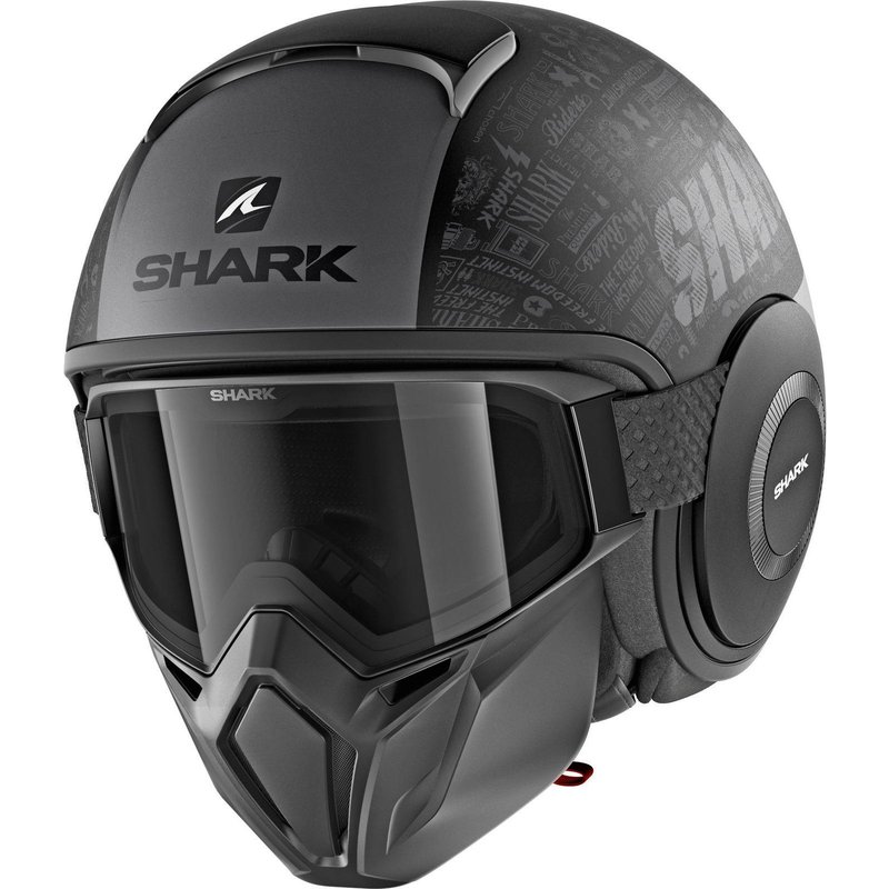 Shark Street-Drak Tribute RM Mat Open Face Motorcycle Helmet L Matt Black Anthracite (KAA)
