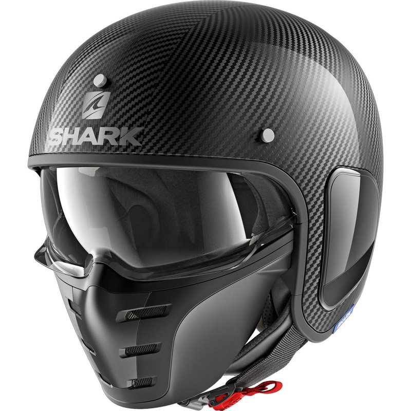 Shark S-Drak Carbon Skin Open Face Motorcycle Helmet M Carbon Silver Black (DSK)