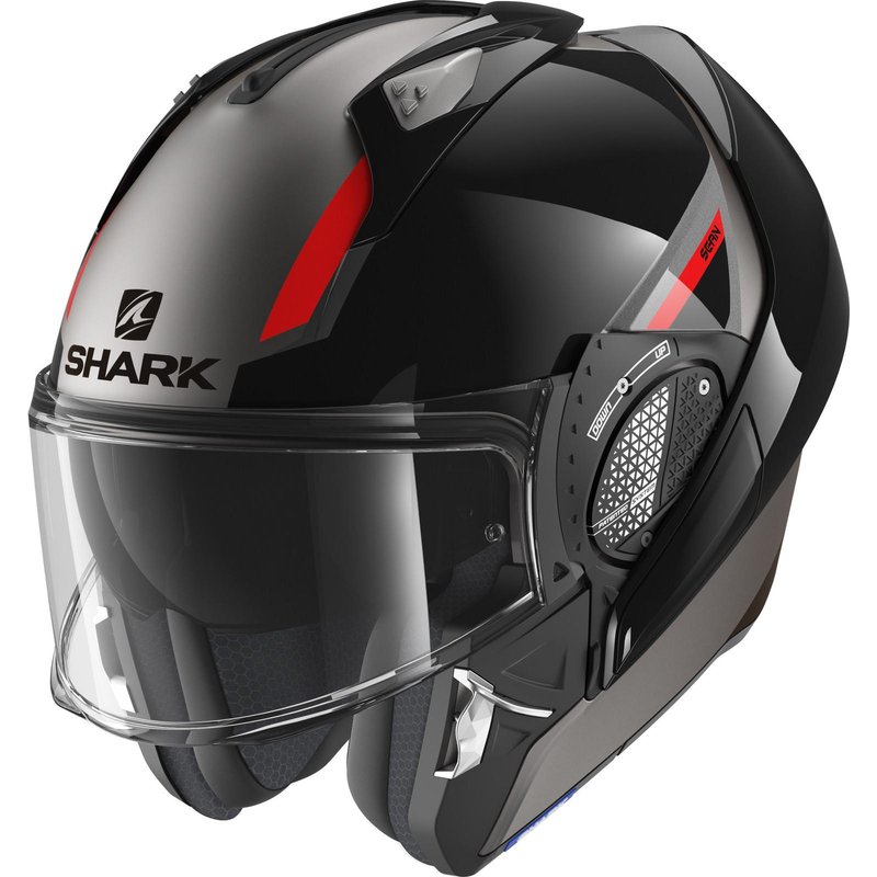 Shark Evo-GT Sean Mat Flip Front Motorcycle Helmet XL Matt Dual Black Red Anthracite (AKR)